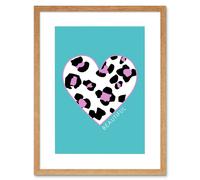 Artery8 Wall Art Print Leopard Blue & Purple Solid Beautiful Art Framed 9x7 inch in Beige | Size: W7" x H9" Artery8 Beige W7" x H9"