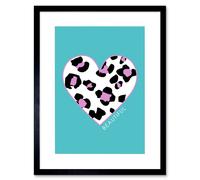 Artery8 Wall Art Print Leopard Blue & Purple Solid Beautiful Art Framed 9x7 inch in Black | Size: W7" x H9" Artery8 Black W7" x H9"