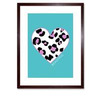 Artery8 Wall Art Print Leopard Blue & Purple Solid Beautiful Art Framed 9x7 inch in Brown | Size: W7" x H9" Artery8 Brown W7" x H9"