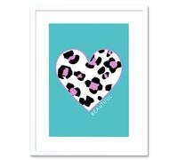 Artery8 Wall Art Print Leopard Blue & Purple Solid Beautiful Art Framed 9x7 inch in White | Size: W7" x H9" Artery8 White W7" x H9"