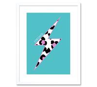 Artery8 Wall Art Print Leopard Blue & Purple Solid Strong Art Framed 9x7 inch in White | Size: W7" x H9" Artery8 White W7" x H9"