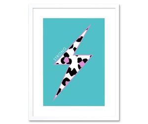 Artery8 Wall Art Print Leopard Blue & Purple Solid Strong Art Framed 9x7 inch in White | Size: W7" x H9" Artery8 White W7" x H9"