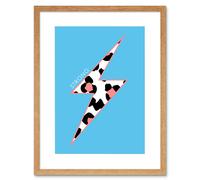 Artery8 Wall Art Print Leopard Coral & Blue Strong Art Black Framed 9x7 inch in Beige | Size: W7" x H9" Artery8 Beige W7" x H9"