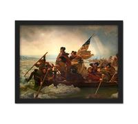 Artery8 Wall Art Print Leutze Washington Crossing The Delaware Painting Large Framed Wall Décor Art in White | Size: W18" x H24" Artery8 White W18" x H24"