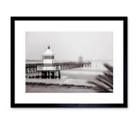 Artery8 Wall Art Print Lignano Lighthouse Italy Bw Framed 9X7 Inch