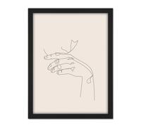 Artery8 Wall Art Print Line Drawing Hand Thinking Minimalist Large Framed Wall Décor Art in Light Oak | Size: W18" x H24" Artery8 Light Oak W18" x H24"