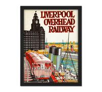 Artery8 Wall Art Print Liverpool Overhead Railway 1935 Travel Advert Large Framed Wall Décor Art in Light Oak | Size: W18" x H24" Artery8 Light Oak W18" x H24"