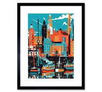 Artery8 Wall Art Print Liverpool Royal Albert Dock Waterfront Cityscape Artwork Framed 9X7 Inch in Black | Size: W7" x H9" Artery8 Black W7" x H9"
