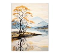 Wall Art Print Loch Lomond Reflections Scotland Ben Lomond Calm Artwork Painting Poster Artery8 Multi W18 inch x H24 inch