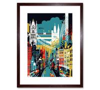 Artery8 Wall Art Print London Iconic Landmarks Modern Abstract Cityscape Artwork Framed 9X7 Inch in Brown | Size: W7" x H9" Artery8 Brown W7" x H9"