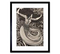 Artery8 Wall Art Print Long Haired Woman Dancing To Music In Boho Dress Artwork Framed 9X7 Inch