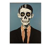 Artery8 Wall Art Print Looking Sharp By Ryan Ramirez Smart Skeleton Bones Portrait Passport Picture Halloween Poster | Size: W12" x H16" Artery8 Multicolor W12" x H16"