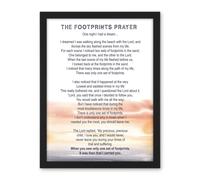 Artery8 Wall Art Print Lord Jesus Foot Prints In The Sand Poem Watercolour Large Framed Wall Décor Art in White | Size: W18" x H24" Artery8 White W18" x H24"