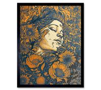 Artery8 Wall Art Print Loving Spring Floral Boho Duotone Art Framed in Black | Size: W12" x H16" Artery8 Black W12" x H16"