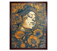 Artery8 Wall Art Print Loving Spring Floral Boho Duotone Art Framed in Brown | Size: W12" x H16" Artery8 Brown W12" x H16"