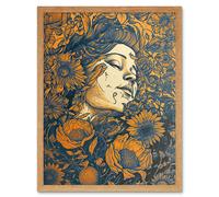 Artery8 Wall Art Print Loving Spring Floral Boho Duotone Art Framed in Light Oak | Size: W12" x H16" Artery8 Light Oak W12" x H16"