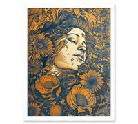 Artery8 Wall Art Print Loving Spring Floral Boho Duotone Art Framed in White | Size: W12" x H16" Artery8 White W12" x H16"