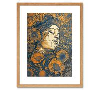 Artery8 Wall Art Print Loving Spring Floral Boho Duotone Artwork Framed 9X7 Inch in Beige | Size: W7" x H9" Artery8 Beige W7" x H9"