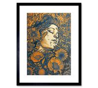 Artery8 Wall Art Print Loving Spring Floral Boho Duotone Artwork Framed 9X7 Inch in Black | Size: W7" x H9" Artery8 Black W7" x H9"