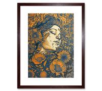 Artery8 Wall Art Print Loving Spring Floral Boho Duotone Artwork Framed 9X7 Inch in Brown | Size: W7" x H9" Artery8 Brown W7" x H9"