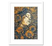 Artery8 Wall Art Print Loving Spring Floral Boho Duotone Artwork Framed 9X7 Inch in White | Size: W7" x H9" Artery8 White W7" x H9"