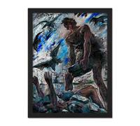Artery8 Wall Art Print Lovis Corinth Cain Abel Biblical Painting Large Framed Wall Décor Art in Brown | Size: W18" x H24" Artery8 Brown W18" x H24"