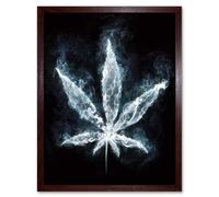 Artery8 Wall Art Print Luminescent Marijuana Smoke Leaf Cool Creative Digital Painting Art Framed in Brown | Size: W12" x H16" Artery8 Brown W12" x H16"