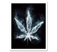 Artery8 Wall Art Print Luminescent Marijuana Smoke Leaf Cool Creative Digital Painting Art Framed in White | Size: W12" x H16" Artery8 White W12" x H16"