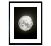 Artery8 Wall Art Print Lunar Phases Full Moon Space Astronomy Artwork Framed 9X7 Inch in Black | Size: W7" x H9" Artery8 Black W7" x H9"