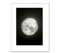 Artery8 Wall Art Print Lunar Phases Full Moon Space Astronomy Artwork Framed 9X7 Inch in White | Size: W7" x H9" Artery8 White W7" x H9"