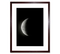 Artery8 Wall Art Print Lunar Phases Moon Waning Crescent Space Astronomy Artwork Framed 9X7 Inch in Brown | Size: W7" x H9" Artery8 Brown W7" x H9"