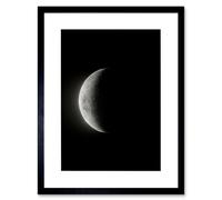 Artery8 Wall Art Print Lunar Phases Moon Waning Crescent Space Astronomy Artwork Framed 9X7 Inch in Black | Size: W7" x H9" Artery8 Black W7" x H9"