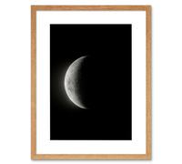 Artery8 Wall Art Print Lunar Phases Moon Waning Crescent Space Astronomy Artwork Framed 9X7 Inch in Beige | Size: W7" x H9" Artery8 Beige W7" x H9"