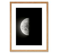 Artery8 Wall Art Print Lunar Phases Third Quarter Moon Space Astronomy Artwork Framed 9X7 Inch in Beige | Size: W7" x H9" Artery8 Beige W7" x H9"