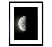 Artery8 Wall Art Print Lunar Phases Third Quarter Moon Space Astronomy Artwork Framed 9X7 Inch in Black | Size: W7" x H9" Artery8 Black W7" x H9"