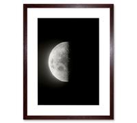 Artery8 Wall Art Print Lunar Phases Third Quarter Moon Space Astronomy Artwork Framed 9X7 Inch in Brown | Size: W7" x H9" Artery8 Brown W7" x H9"