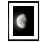 Artery8 Wall Art Print Lunar Phases Waning Gibbous Moon Space Astronomy Artwork Framed 9X7 Inch in Black | Size: W7" x H9" Artery8 Black W7" x H9"