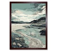 Artery8 Wall Art Print Luskentyre Beach Coastal Landscape Art Framed in Brown | Size: W12" x H16" Artery8 Brown W12" x H16"