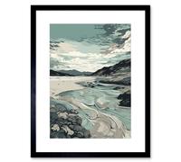 Artery8 Wall Art Print Luskentyre Beach Coastal Landscape Artwork Framed 9X7 Inch in Black | Size: W7" x H9" Artery8 Black W7" x H9"