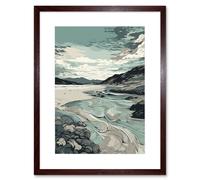 Artery8 Wall Art Print Luskentyre Beach Coastal Landscape Artwork Framed 9X7 Inch in Brown | Size: W7" x H9" Artery8 Brown W7" x H9"