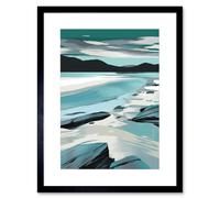 Artery8 Wall Art Print Luskentyre Beach Isle of Harris Coastal Landscape Artwork Framed 9X7 Inch in Black | Size: W7" x H9" Artery8 Black W7" x H9"