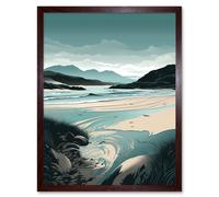 Artery8 Wall Art Print Luskentyre Sands Coastal Landscape Art Framed in Brown | Size: W12" x H16" Artery8 Brown W12" x H16"