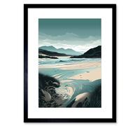 Artery8 Wall Art Print Luskentyre Sands Coastal Landscape Artwork Framed 9X7 Inch in Black | Size: W7" x H9" Artery8 Black W7" x H9"