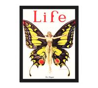 Artery8 Wall Art Print Magazine 1922 Life Butterfly Dancer Art Large Framed Wall Décor Art in Light Oak | Size: W18" x H24" Artery8 Light Oak W18" x H24"