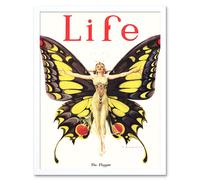Artery8 Wall Art Print Magazine Cover 1922 The Flapper Woman Butterfly Dancer Bright Vintage Cover Art Framed in White | Size: W12" x H16" Artery8 White W12" x H16"