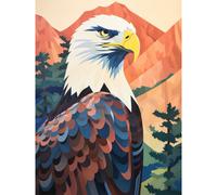 Artery8 Wall Art Print Majestic Bald Eagle Forest Mountain Landscape Graphic Artwork Poster | Size: W12" x H16" Artery8 Multicolor W12" x H16"