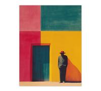Artery8 Wall Art Print Man by Colourful Mexican Architecture Door Poster | Size: W12" x H16" Artery8 Multicolor W12" x H16"