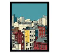 Artery8 Wall Art Print Manchester City Architecture Styles Cityscape Art Framed in Black | Size: W12" x H16" Artery8 Black W12" x H16"