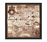 Artery8 Wall Art Print Map 1575 Saxton Hampshire Southampton Wight Replica Square Framed Picture 16X16 Inch in Black | Size: W16" x H16" Artery8 Black W16" x H16"