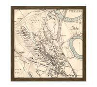 Artery8 Wall Art Print Map 1888 Bartholemew Stirling City Scotland Plan Square Framed Picture 16X16 Inch in Brown | Size: W16" x H16" Artery8 Brown W16" x H16"